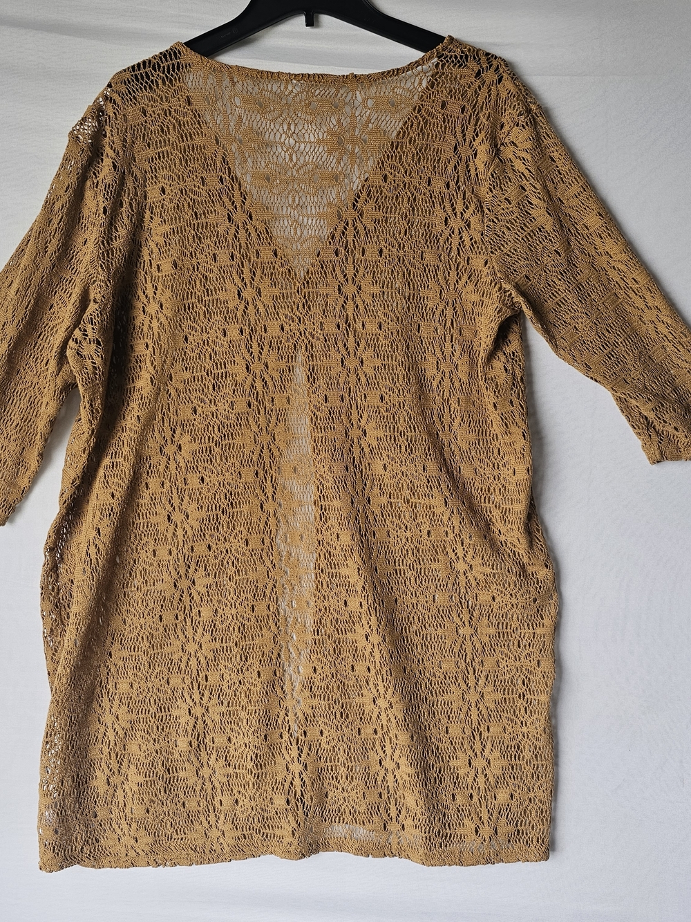 Maurices Open Crochet Cardigan in Mustard Gold - Picture 4 of 16